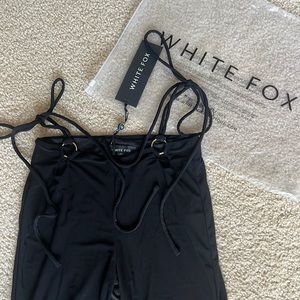 white fox black pants